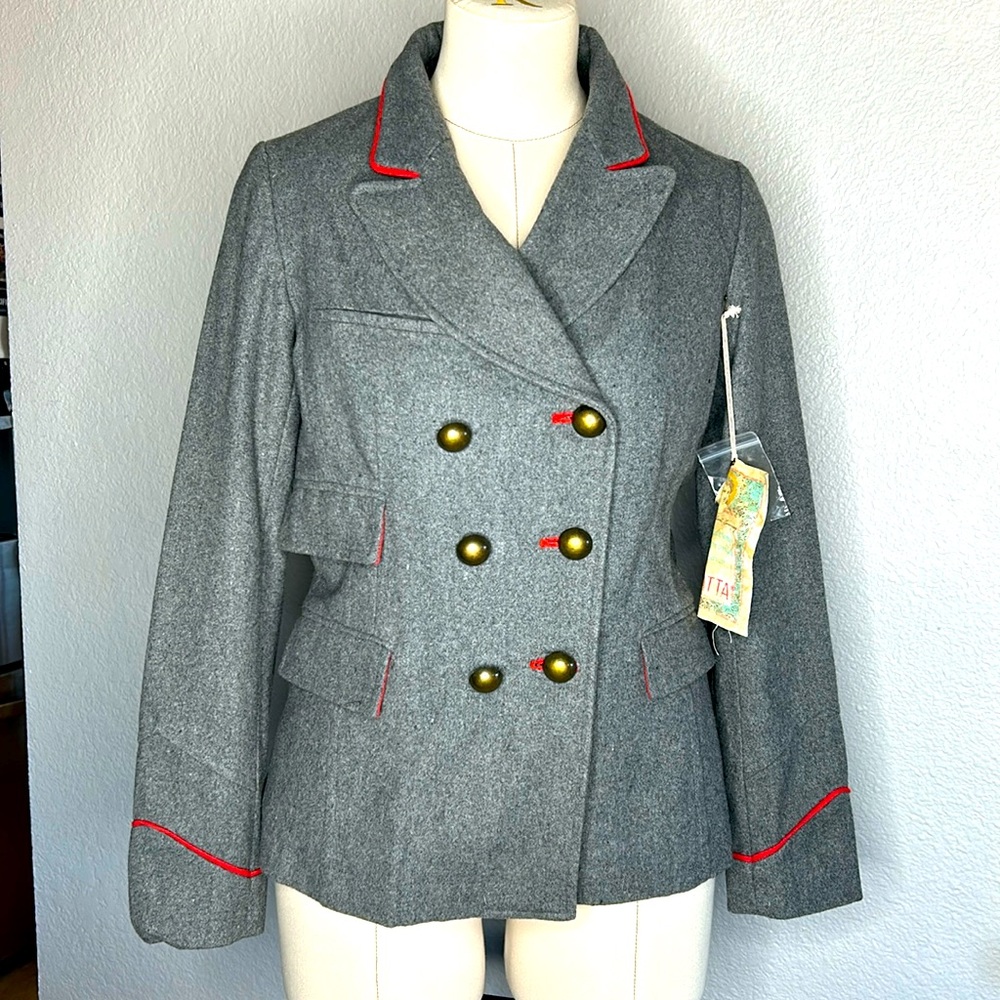 Aratta Silent Journey gray double breasted wool pea coat sizes:Small/Medium